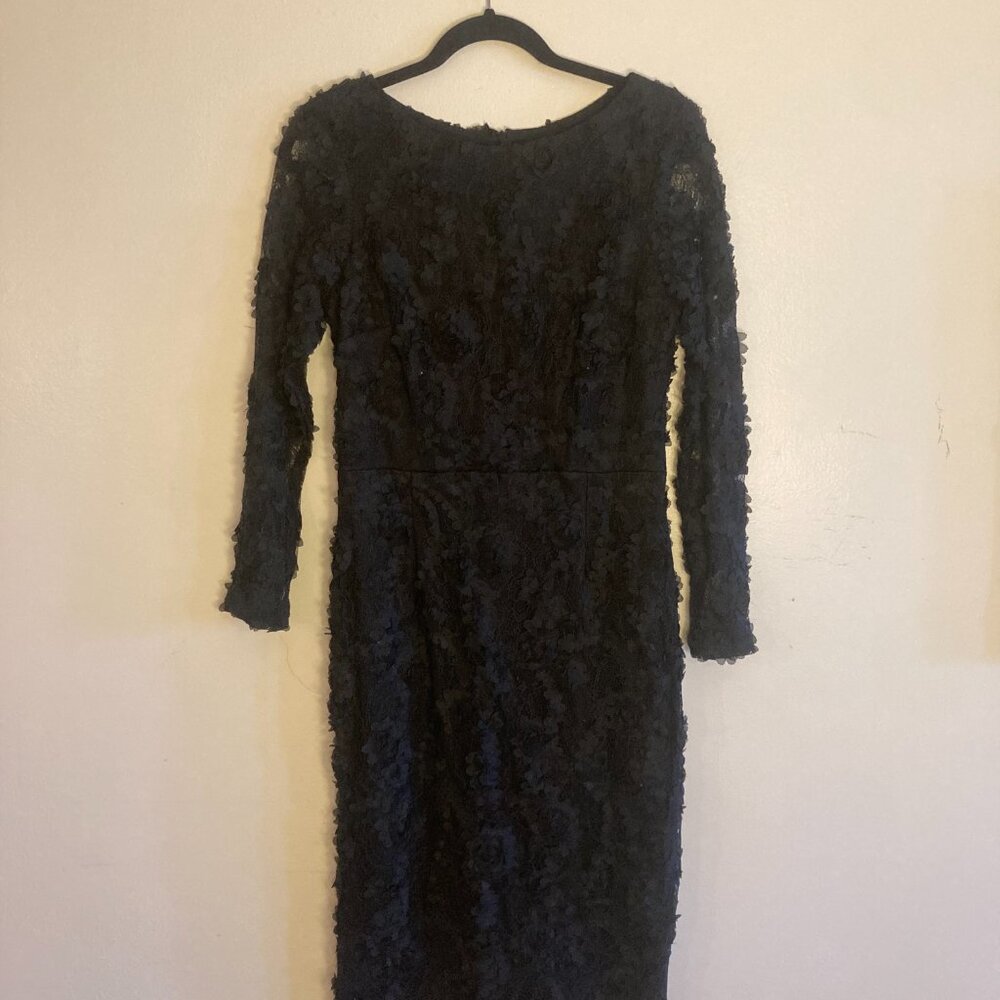 Elegant Long Sleeve Black Lace Floral Dress